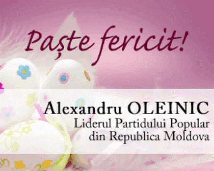 Alexandru Oleinic: mesaj de felicitare cu ocazia Sfintelor sărbători de Paște. 